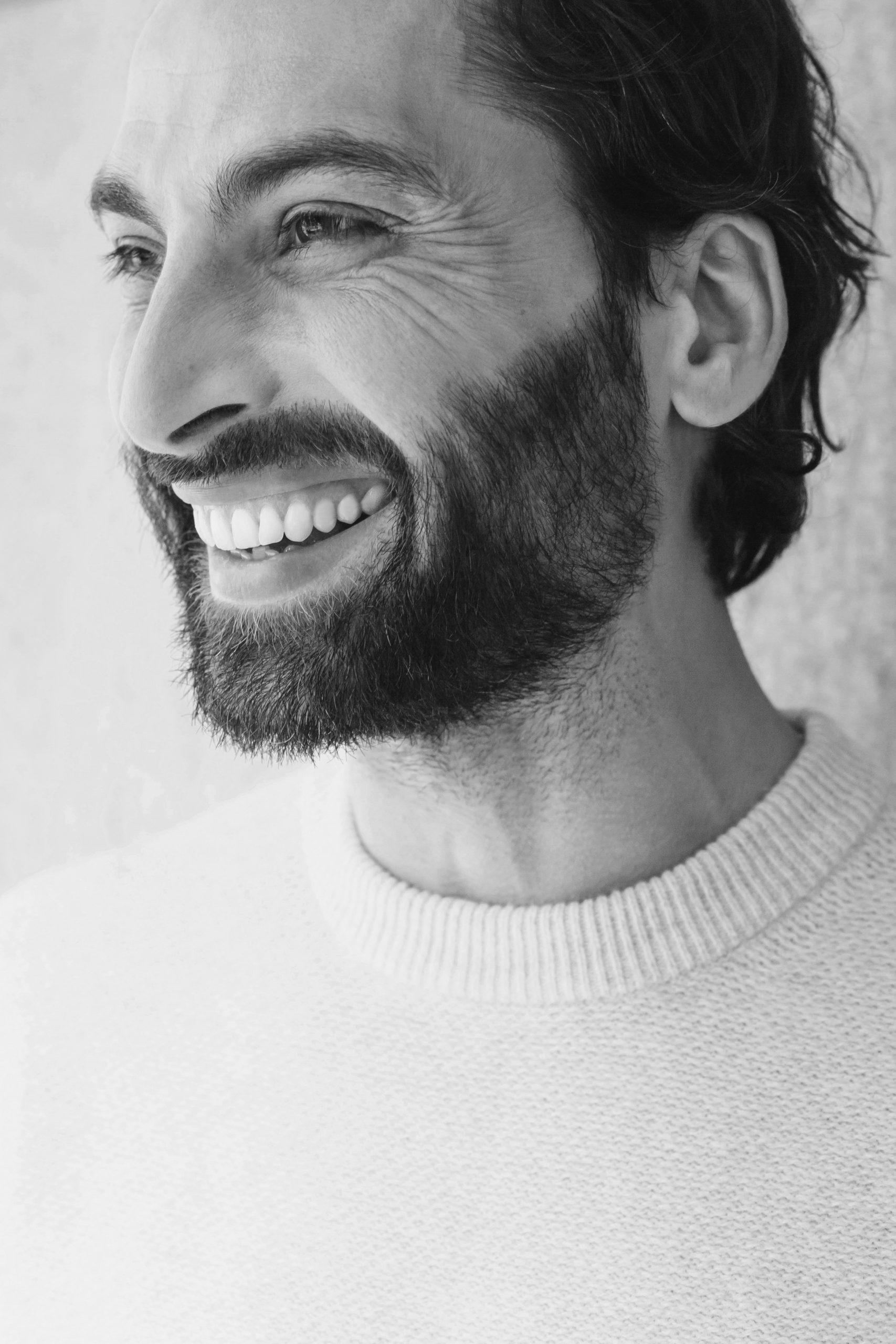 French model Bruno Tyzio portrait blanc and white